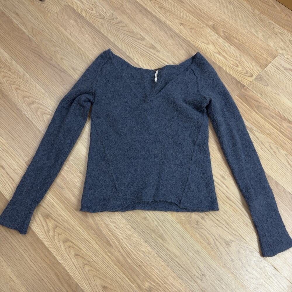 Free People Women’s Sweater Blue Fuzzy Medium